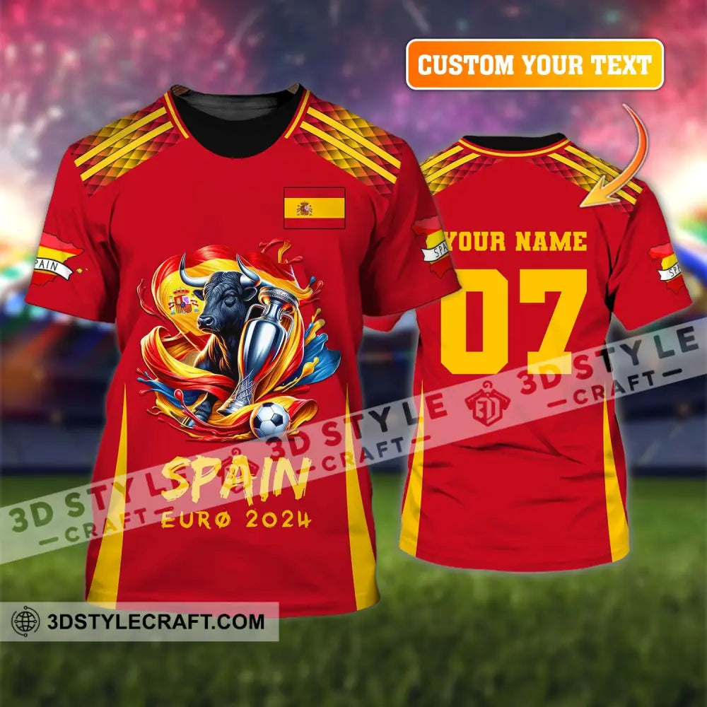 Unisex Shirt Custom Name And Number Euro 2024 Football Spain Polo Hoodie Long Sleeve T-Shirt