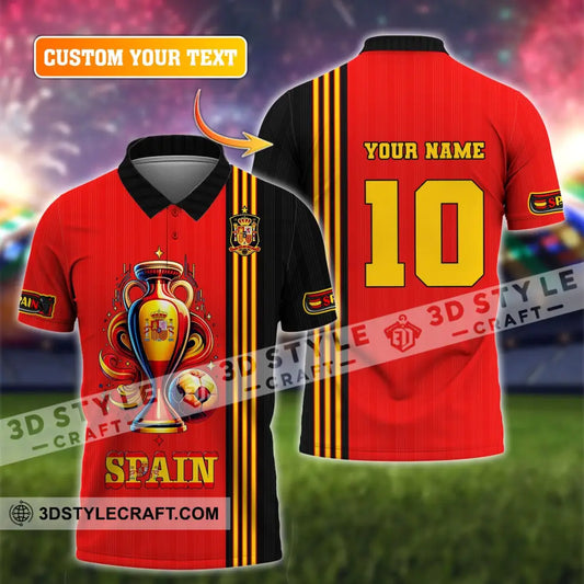 Unisex Shirt Custom Name And Number Euro 2024 Football Spain Polo Hoodie Long Sleeve T-Shirt