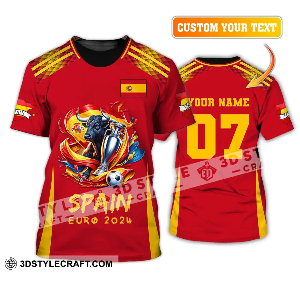 Unisex Shirt Custom Name And Number Euro 2024 Football Spain Polo Hoodie Long Sleeve T-Shirt