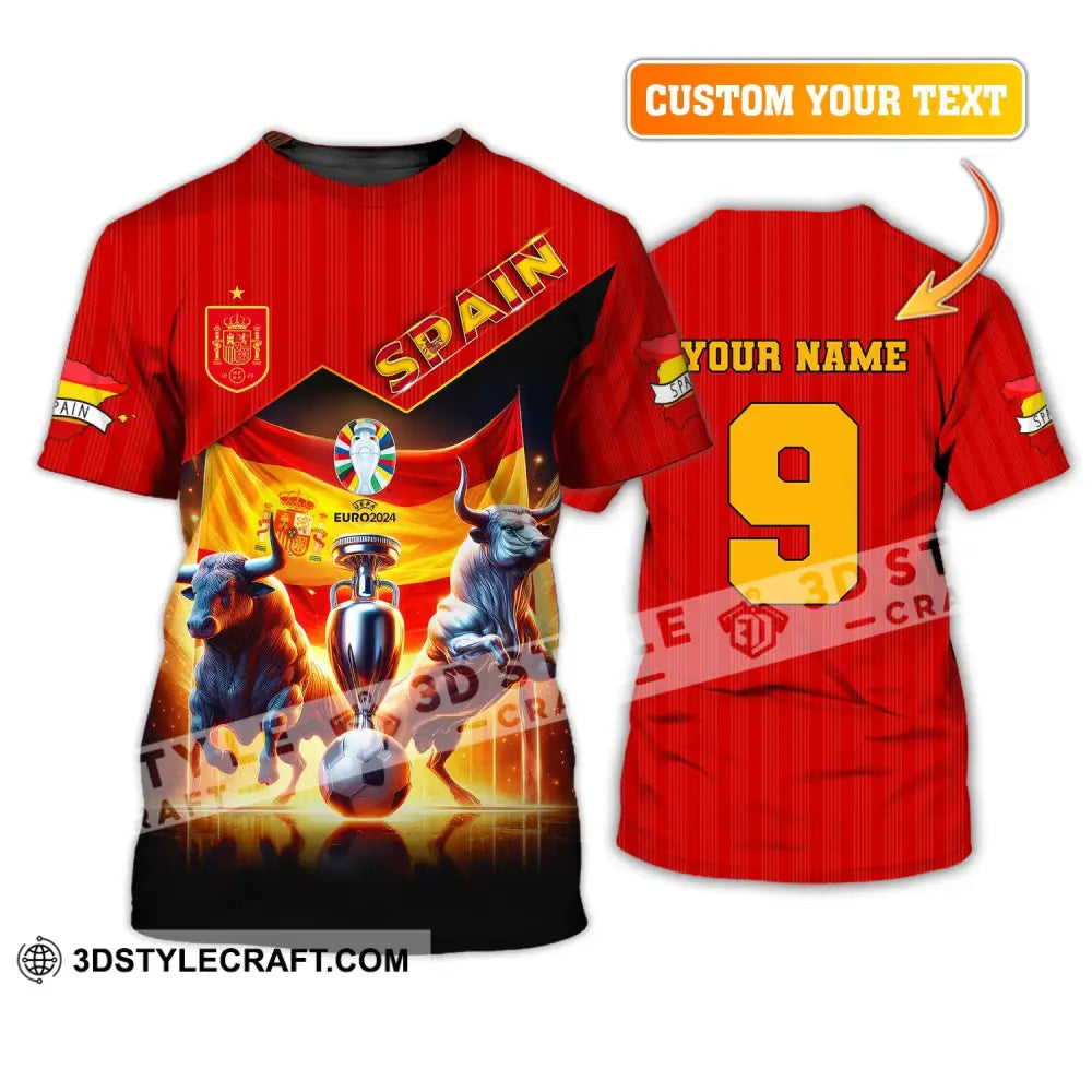 Unisex Shirt Custom Name And Number Euro 2024 Football Spain Polo Hoodie Long Sleeve T-Shirt