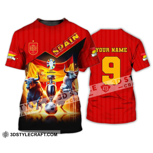 Unisex Shirt Custom Name And Number Euro 2024 Football Spain Polo Hoodie Long Sleeve T-Shirt / S