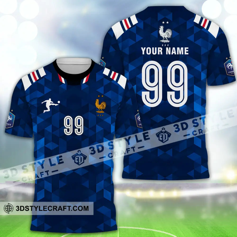 Unisex Shirt - Custom Name And Number Euro 2024 France Fff National Team Blue T-Shirt / S T-Shirt