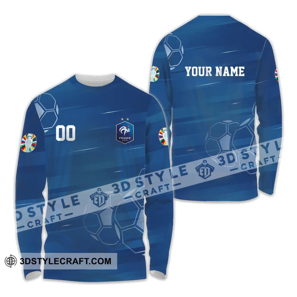 Unisex Shirt - Custom Name And Number Euro 2024 France National Team Long Sleeve / S T-Shirt