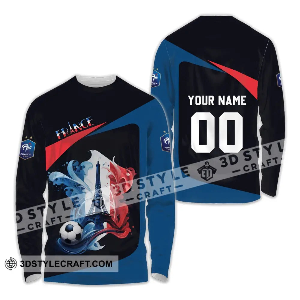 Unisex Shirt - Custom Name And Number Euro 2024 France Team Long Sleeve / S T-Shirt