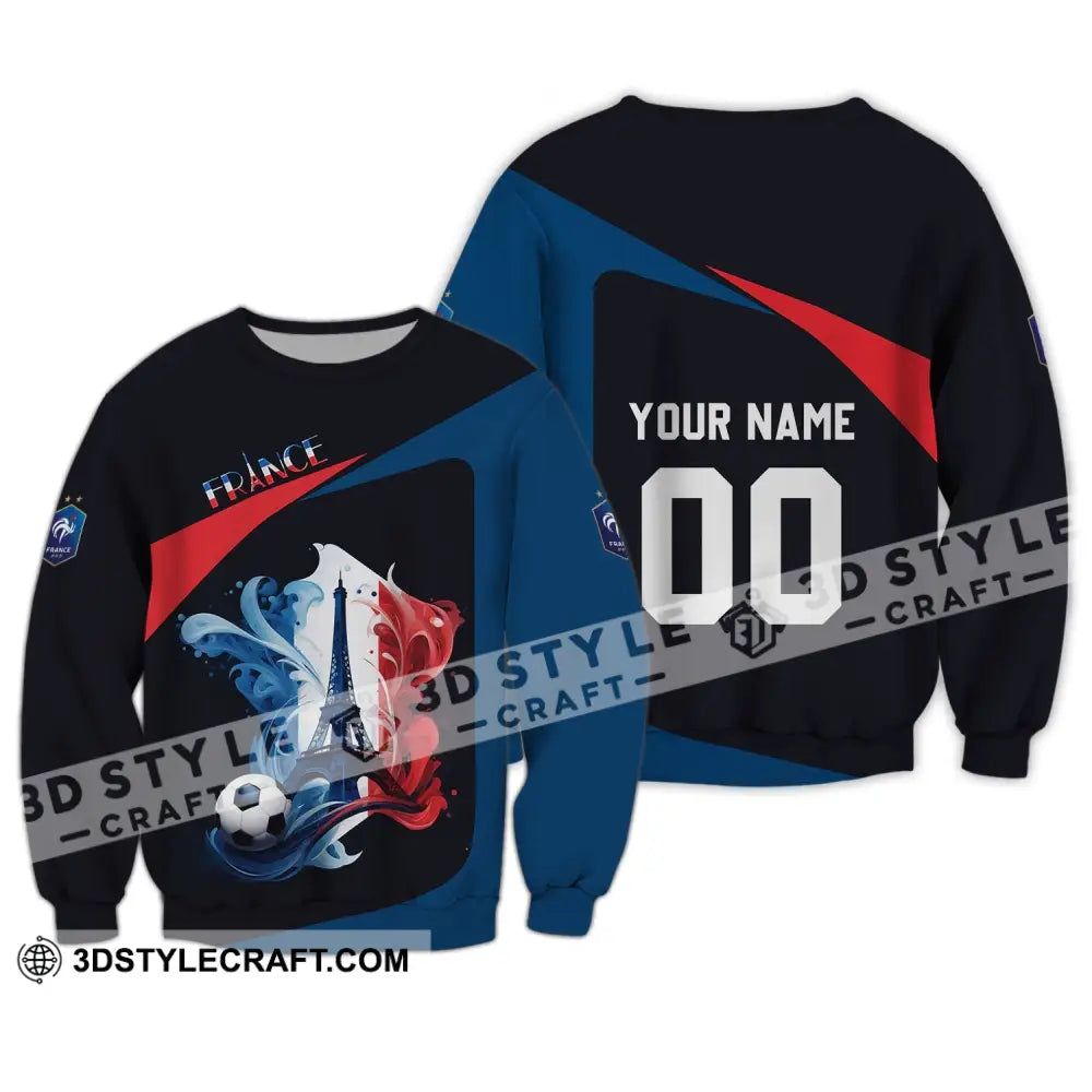 Unisex Shirt - Custom Name And Number Euro 2024 France Team Long Sleeve / S T-Shirt