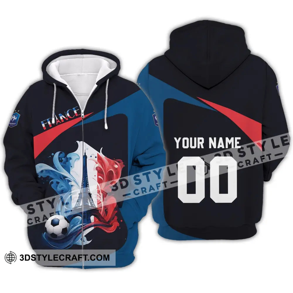 Unisex Shirt - Custom Name And Number Euro 2024 France Team Zipper Hoodie / S T-Shirt