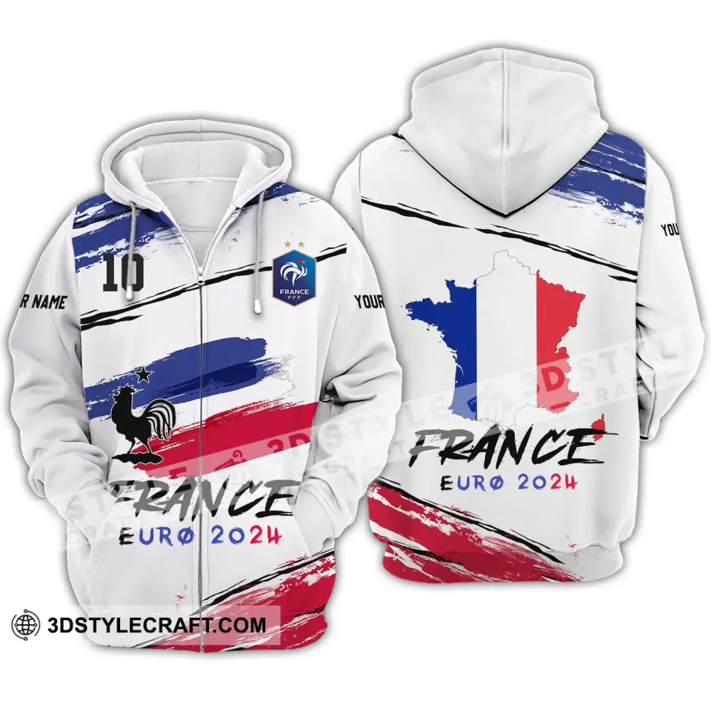 Unisex Shirt - Custom Name And Number Euro 2024 France Zipper Hoodie / S T-Shirt