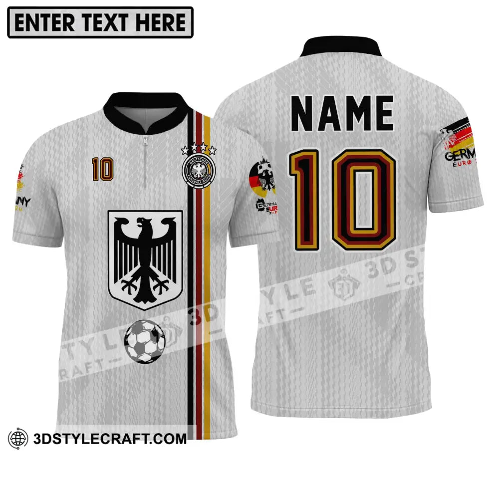 Unisex Shirt - Custom Name And Number Euro 2024 German Zipper Polo / S T-Shirt