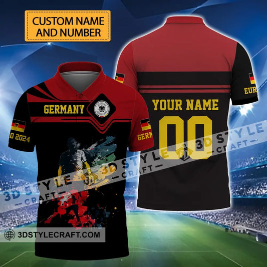 Unisex Shirt - Custom Name And Number Euro 2024 Germany Team Black Red T-Shirt