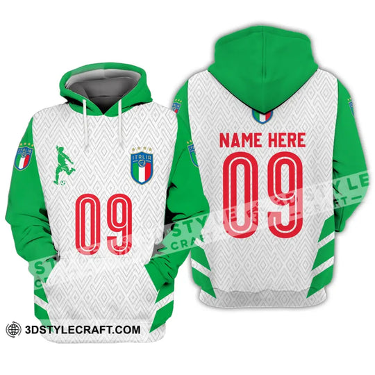 Unisex Shirt - Custom Name And Number Shirt, Euro 2024 Italia Team Green And White style option 2