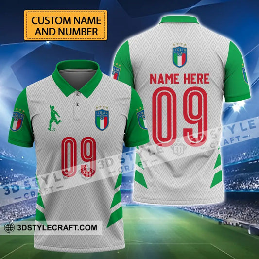 Unisex Shirt - Custom Name And Number Euro 2024 Italia Team Green White T-Shirt