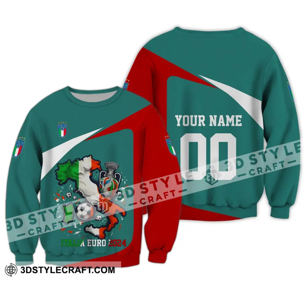 Unisex Shirt - Custom Name And Number Euro 2024 Italy Team Lover Long Sleeve / S T-Shirt