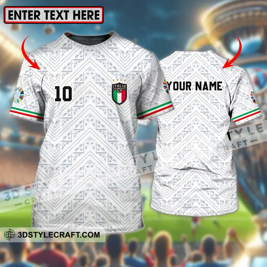 Unisex Shirt - Custom Name And Number Shirt, Euro 2024 Italy White Line Shirt style option 1
