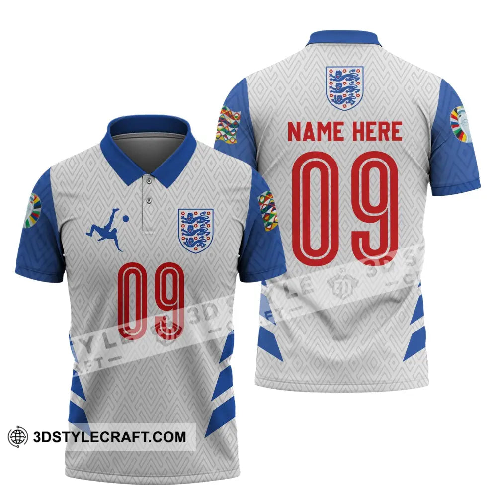 Unisex Shirt - Custom Name And Number Euro 2024 Logo England Team Polo / S T-Shirt