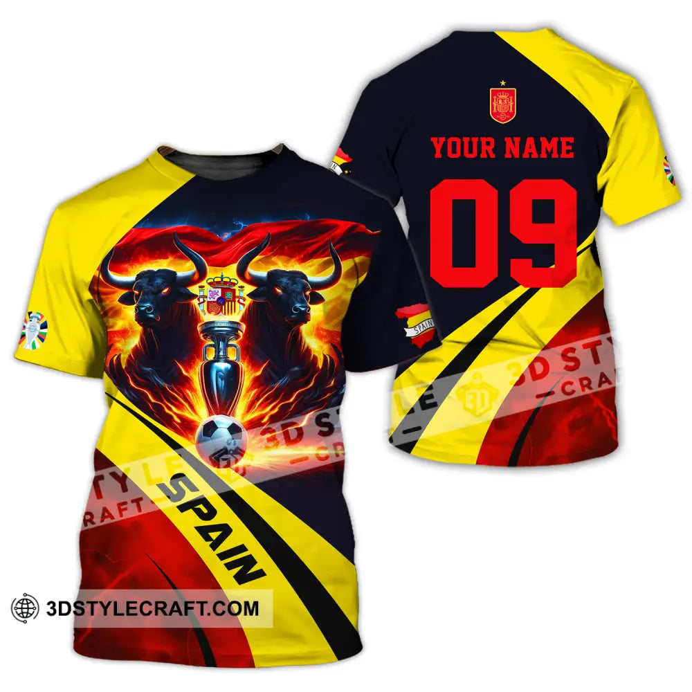 Unisex Shirt - Custom Name And Number Euro 2024 National Team Bull Of Spain T-Shirt / S T-Shirt