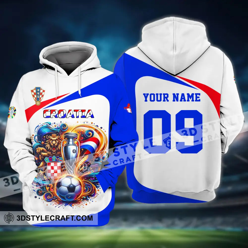 Unisex Shirt - Custom Name And Number Euro 2024 National Team Croatia Ball Cup Hoodie / S T-Shirt