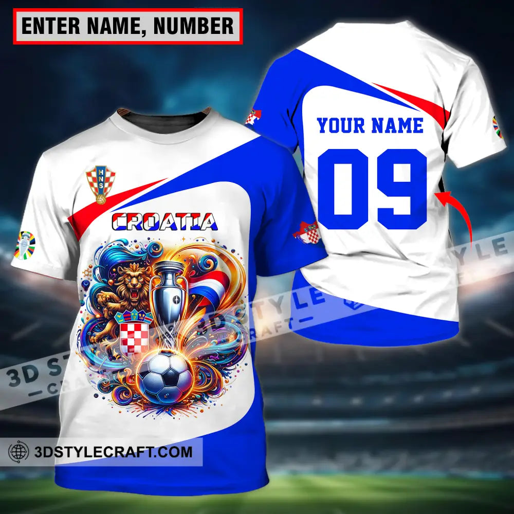 Unisex Shirt - Custom Name And Number Euro 2024 National Team Croatia Ball Cup T-Shirt