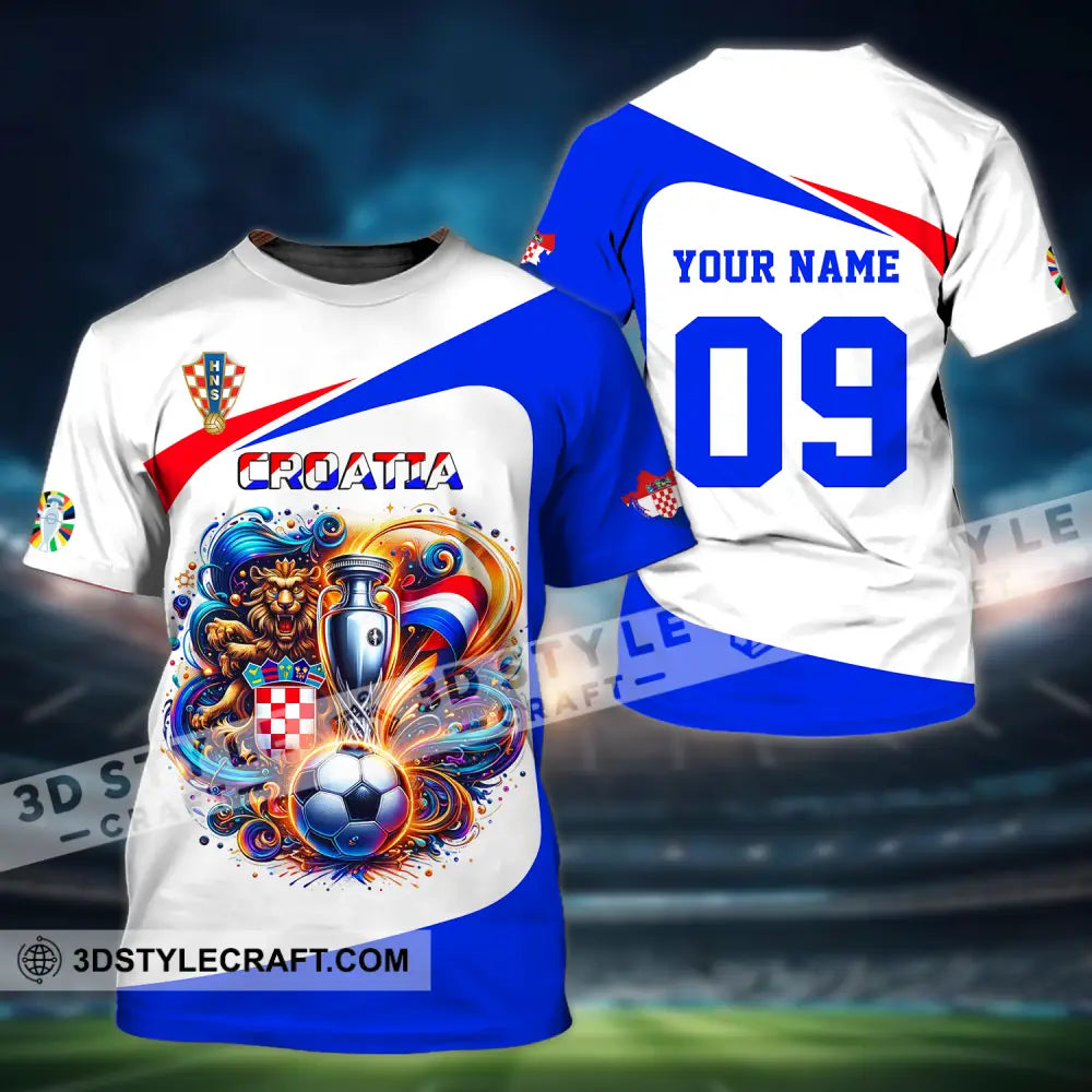 Unisex Shirt - Custom Name And Number Euro 2024 National Team Croatia Ball Cup T-Shirt / S T-Shirt