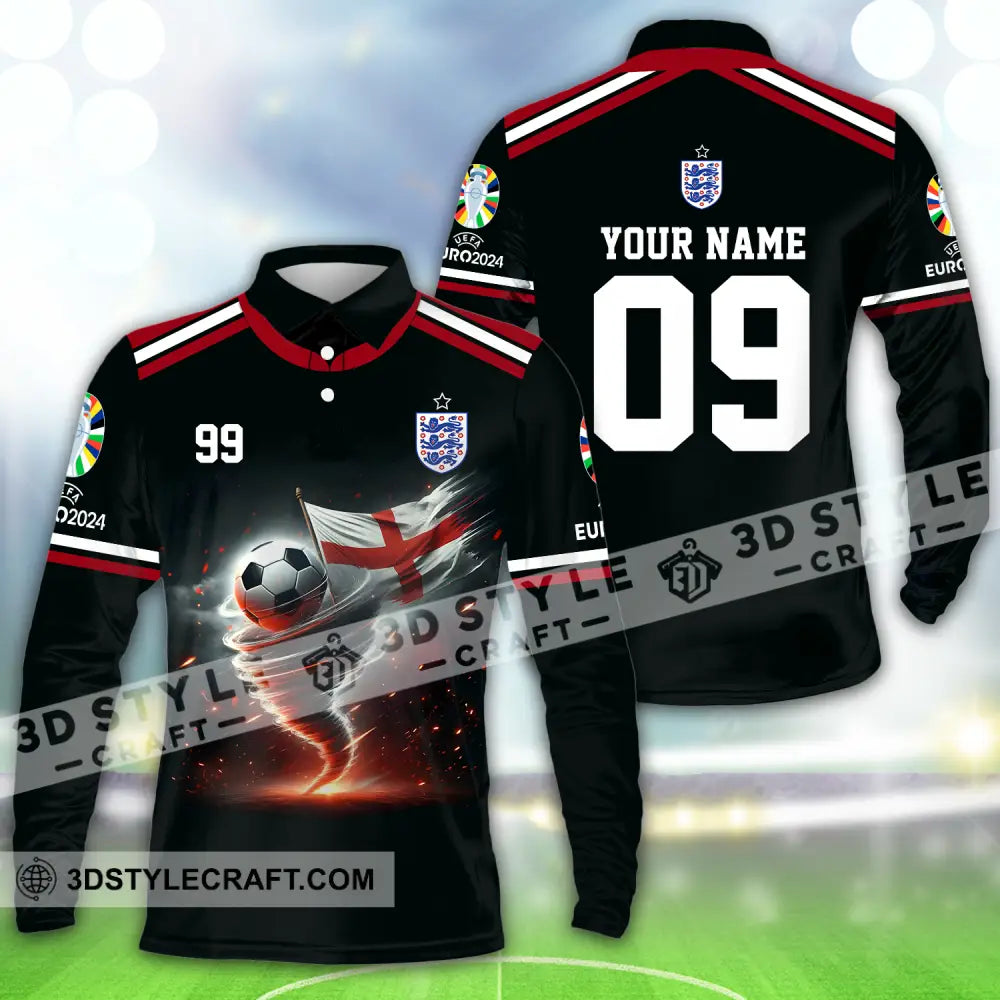 Unisex Shirt - Custom Name And Number Euro 2024 National Team England Long Sleeve Polo / S T-Shirt