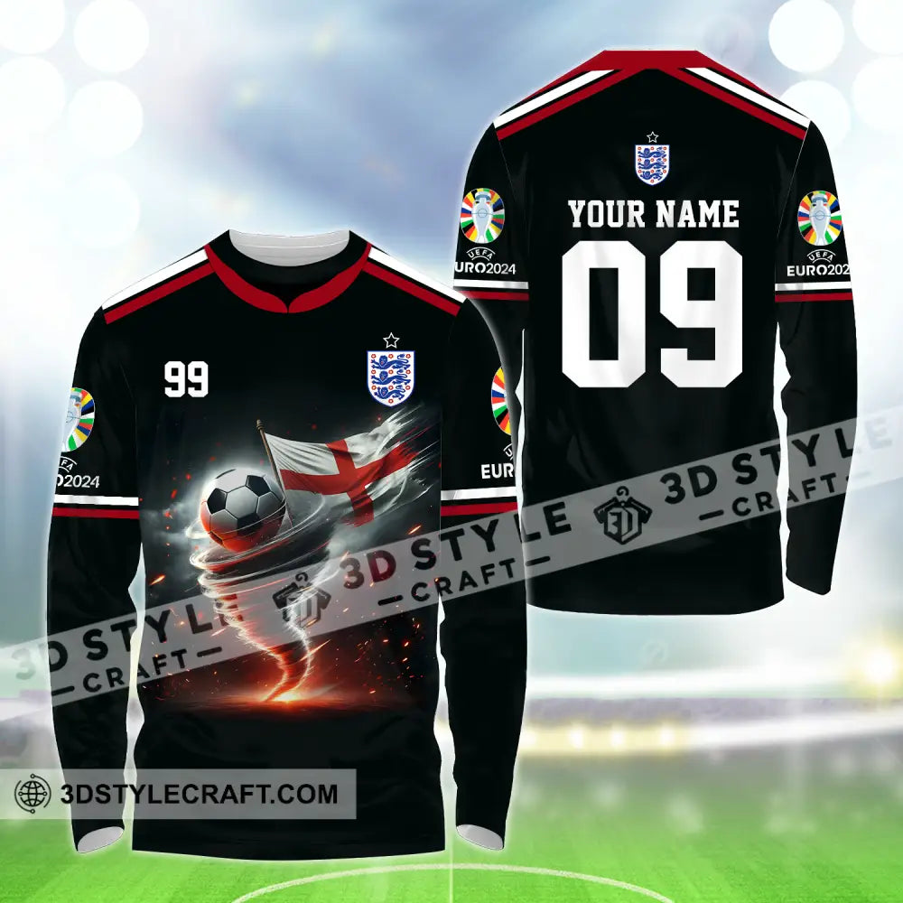 Unisex Shirt - Custom Name And Number Euro 2024 National Team England Long Sleeve / S T-Shirt