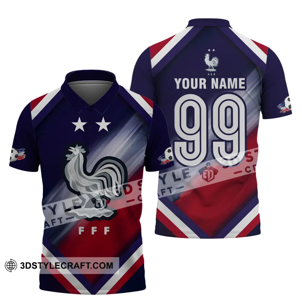 Unisex Shirt - Custom Name And Number Euro 2024 National Team France Fff Polo / S T-Shirt