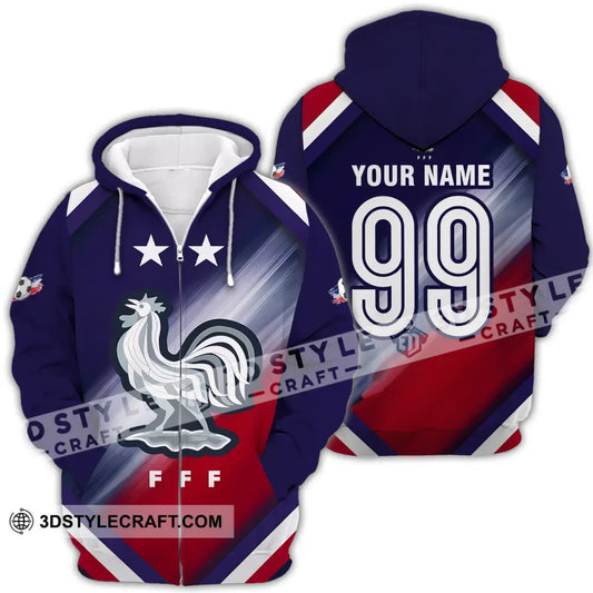 Unisex Shirt - Custom Name And Number Euro 2024 National Team France Fff Zipper Hoodie / S T-Shirt