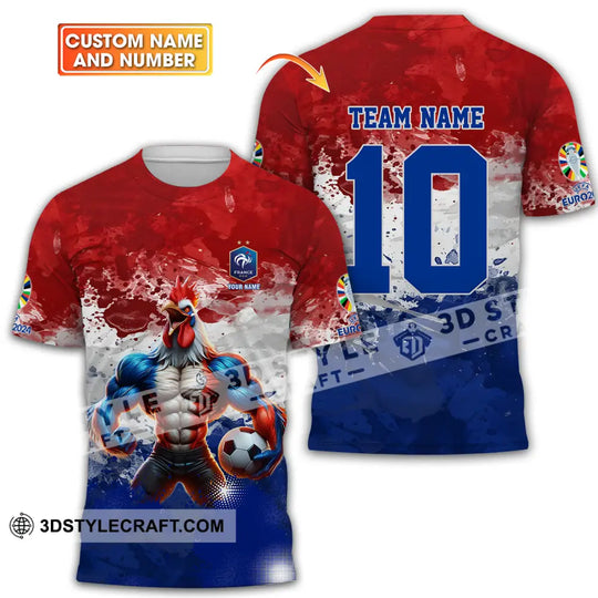 Unisex Shirt - Custom Name And Number Shirt, Euro 2024 National Team, France Team Muscular Chicken style option 1