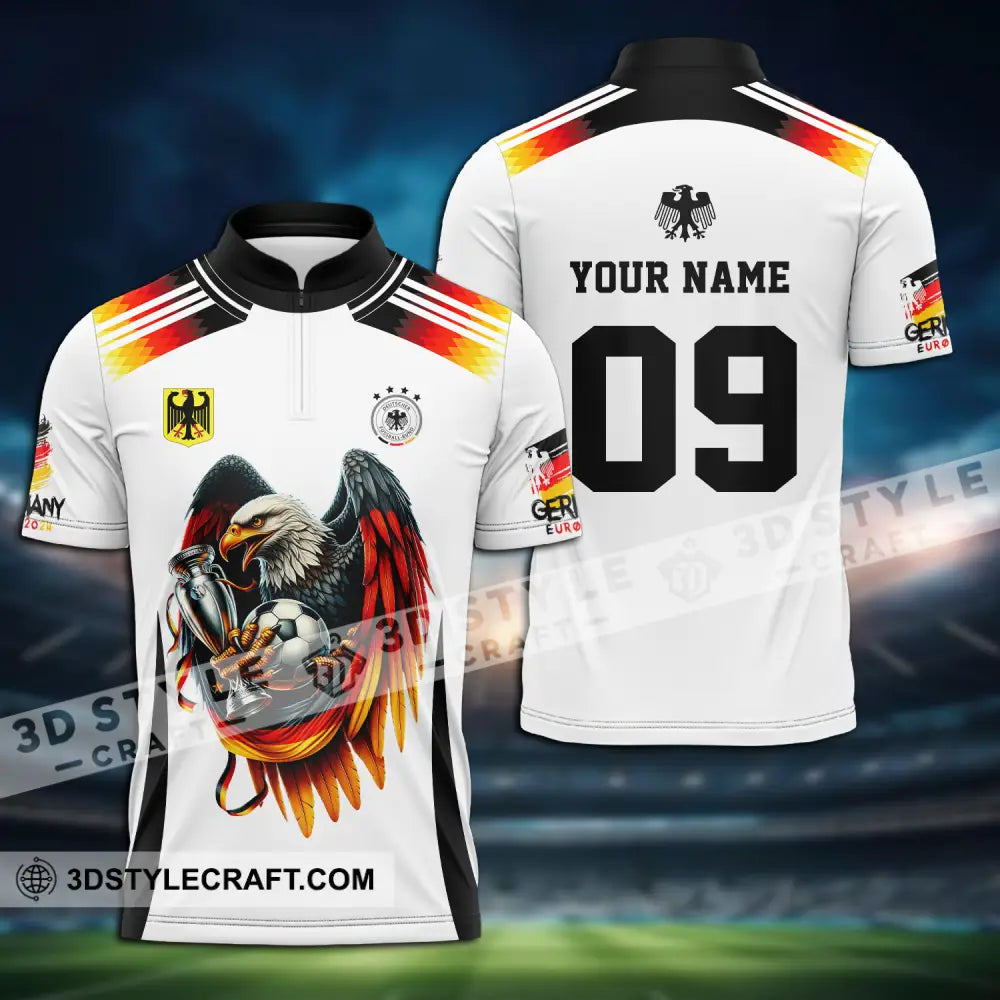 Unisex Shirt - Custom Name And Number Euro 2024 National Team Germany Eagle Hugs The Ball Zipper