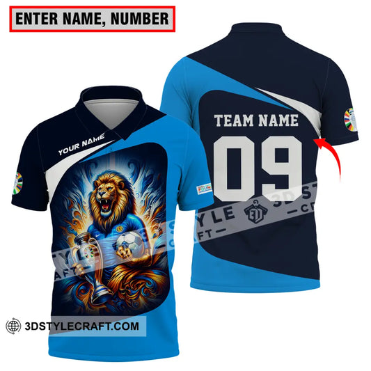 Unisex Shirt - Custom Name And Number Euro 2024 National Team Lion Holding Cup Ball Scotland T-Shirt