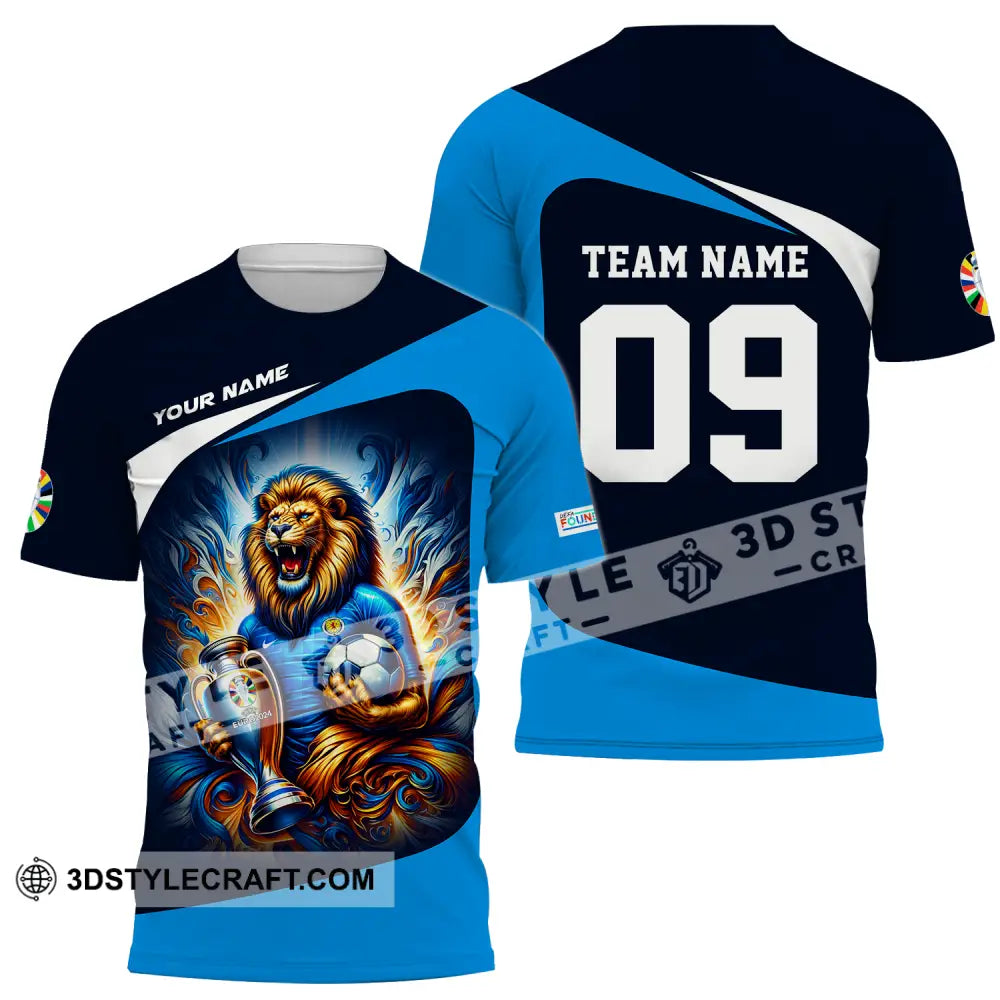 Unisex Shirt - Custom Name And Number Euro 2024 National Team Lion Holding Cup Ball Scotland