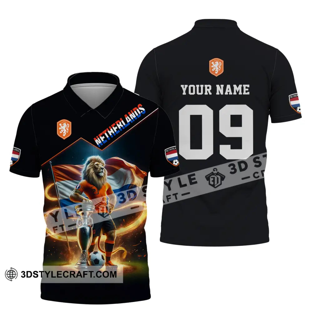 Unisex Shirt - Custom Name And Number Euro 2024 National Team Netherlands Lion Polo / S T-Shirt