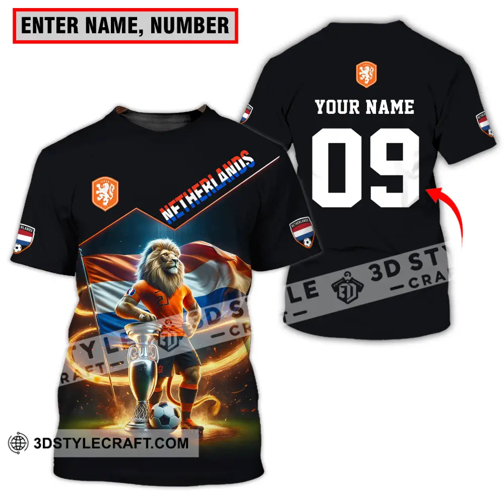 Unisex Shirt - Custom Name And Number Euro 2024 National Team Netherlands Lion T-Shirt