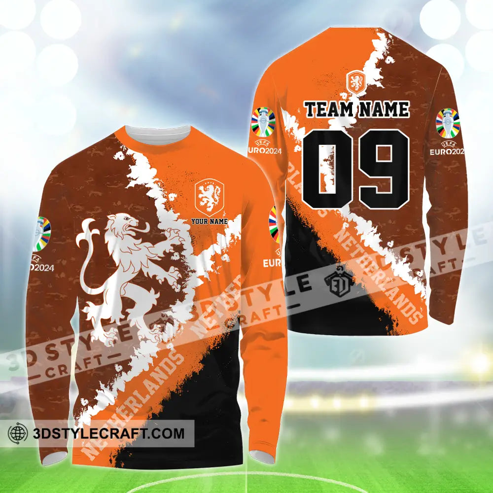 Unisex Shirt - Custom Name And Number Euro 2024 National Team Netherlands Long Sleeve / S T-Shirt