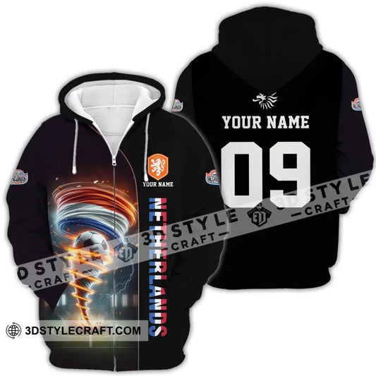 Unisex Shirt - Custom Name And Number Euro 2024 National Team Netherlands Tornado Zipper Hoodie / S