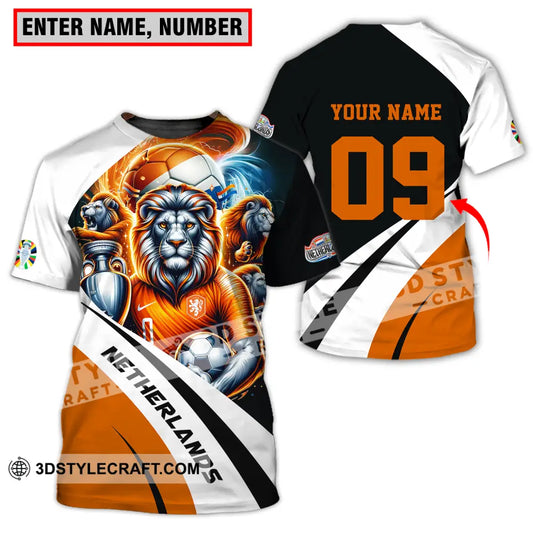 Unisex Shirt - Custom Name And Number Euro 2024 National Team Orange Lion Netherlands T-Shirt