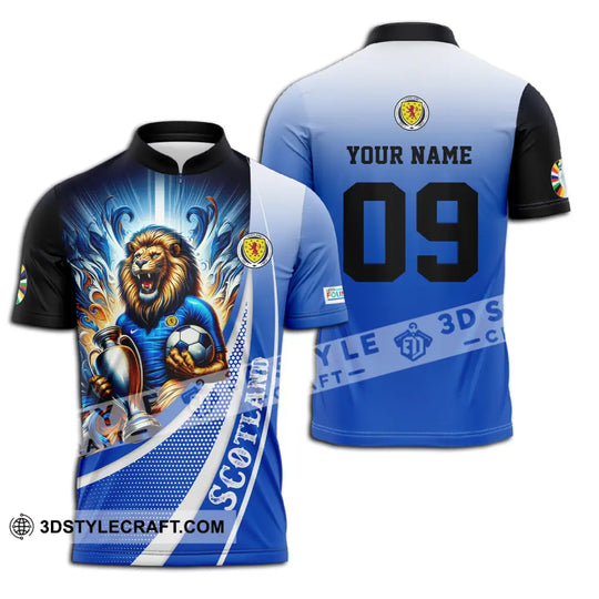 Unisex Shirt - Custom Name And Number Euro 2024 Shirt National Team, Scotland Lion Holding Cup style option 3