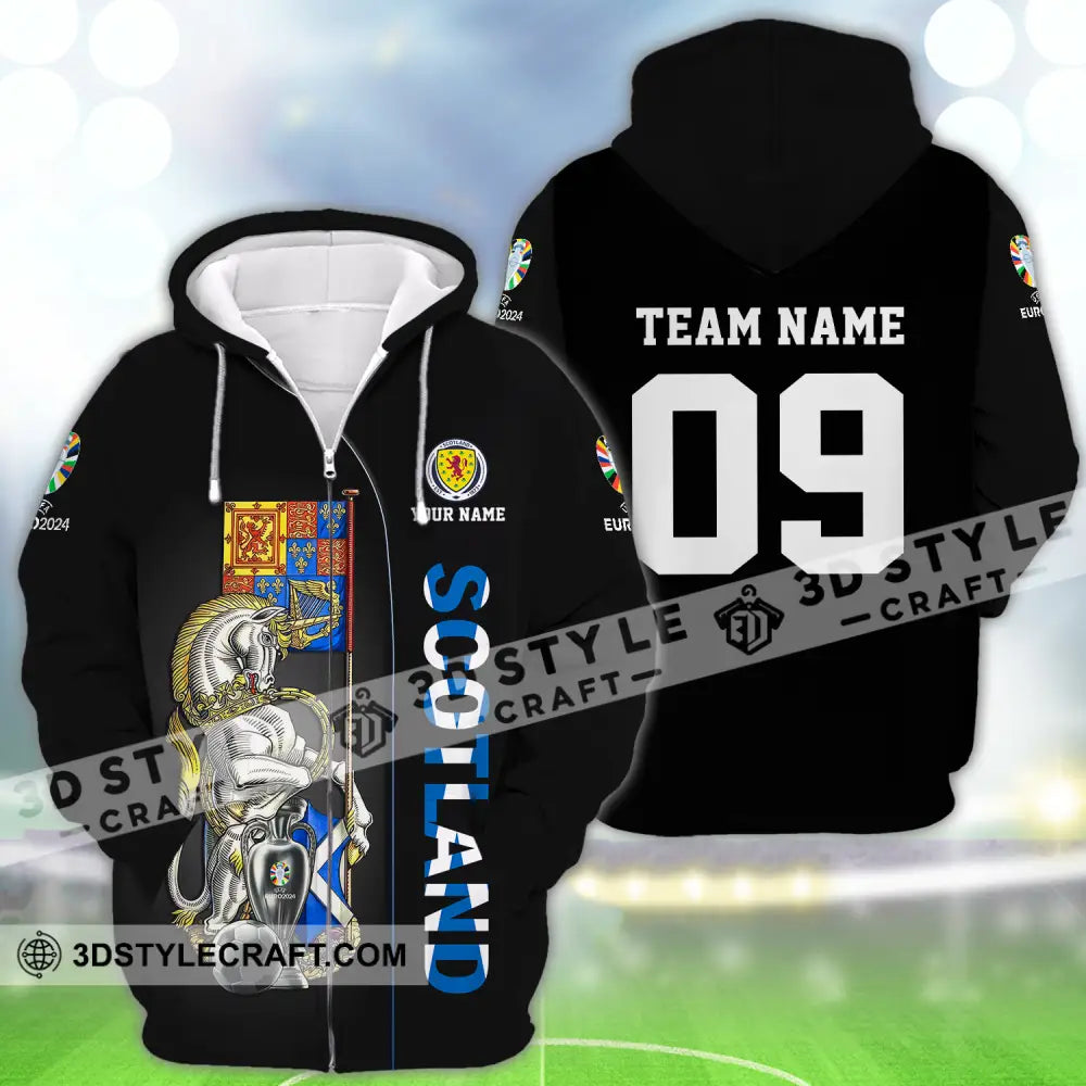 Unisex Shirt - Custom Name And Number Euro 2024 National Team Scotland Zipper Hoodie / S T-Shirt