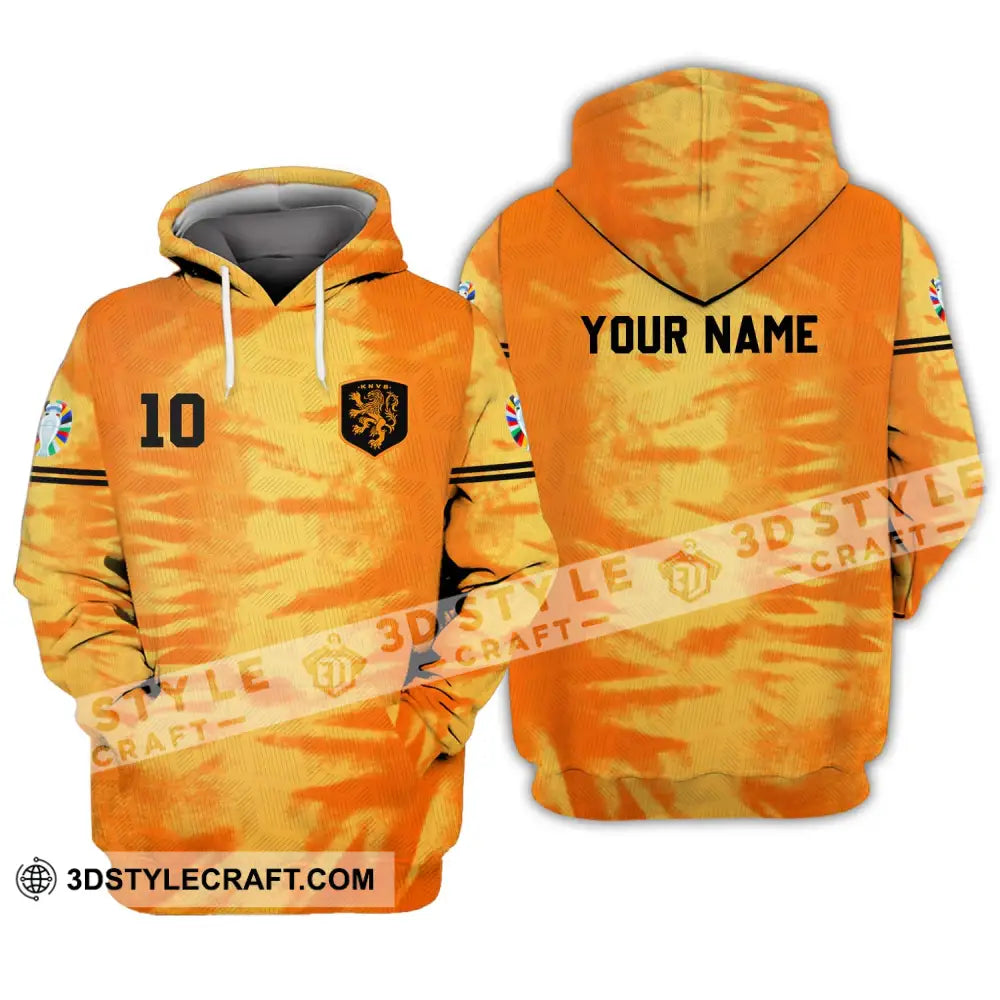 Unisex Shirt - Custom Name And Number Euro 2024 Orange Netherlands Hoodie / S T-Shirt