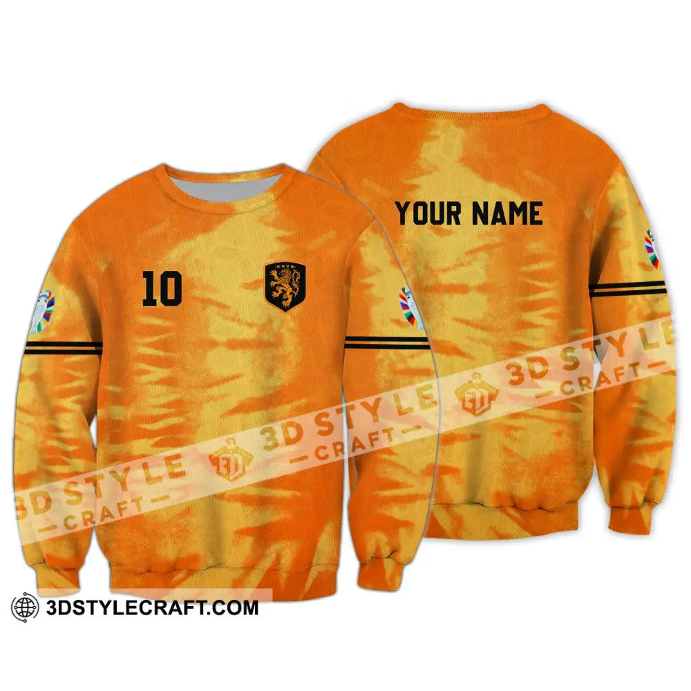 Unisex Shirt - Custom Name And Number Euro 2024 Orange Netherlands Long Sleeve / S T-Shirt