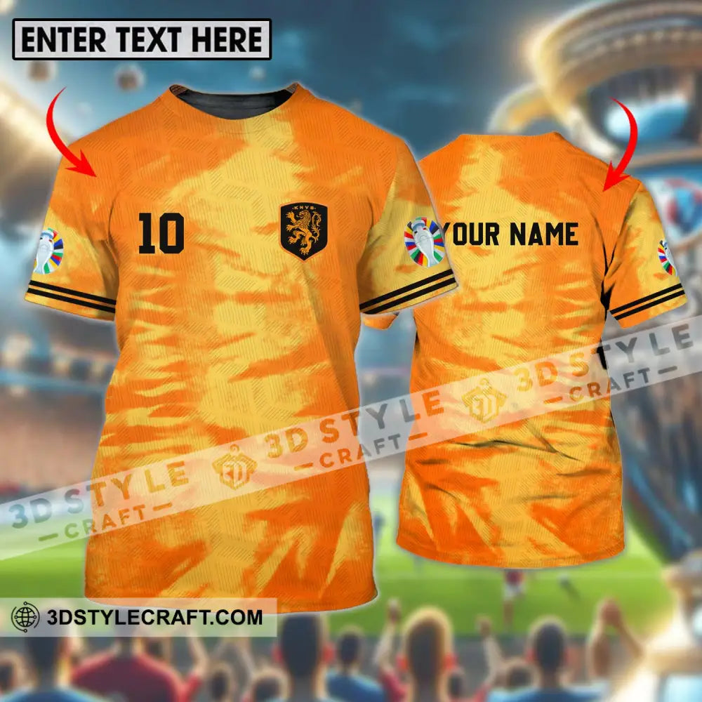 Unisex Shirt - Custom Name And Number Euro 2024 Orange Netherlands T-Shirt