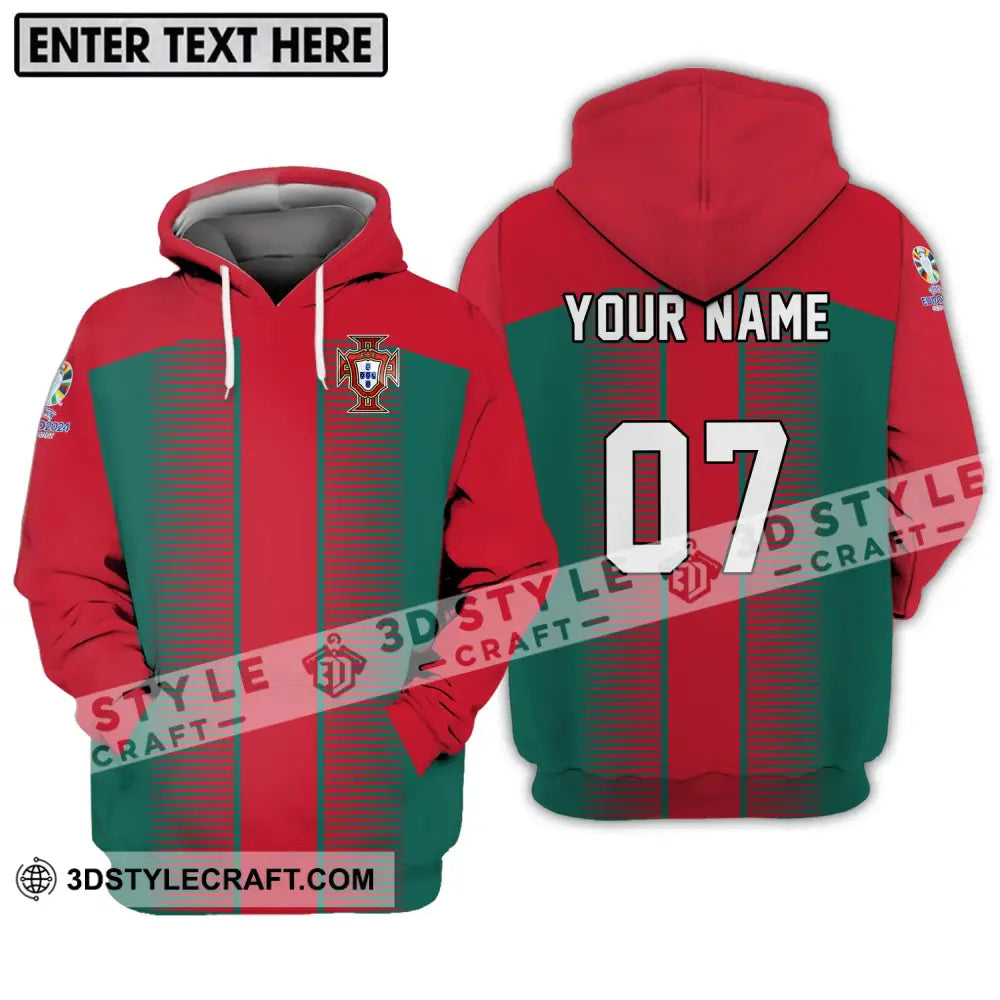 Unisex Shirt - Custom Name And Number Euro 2024 Portugal National Team Hoodie / S T-Shirt