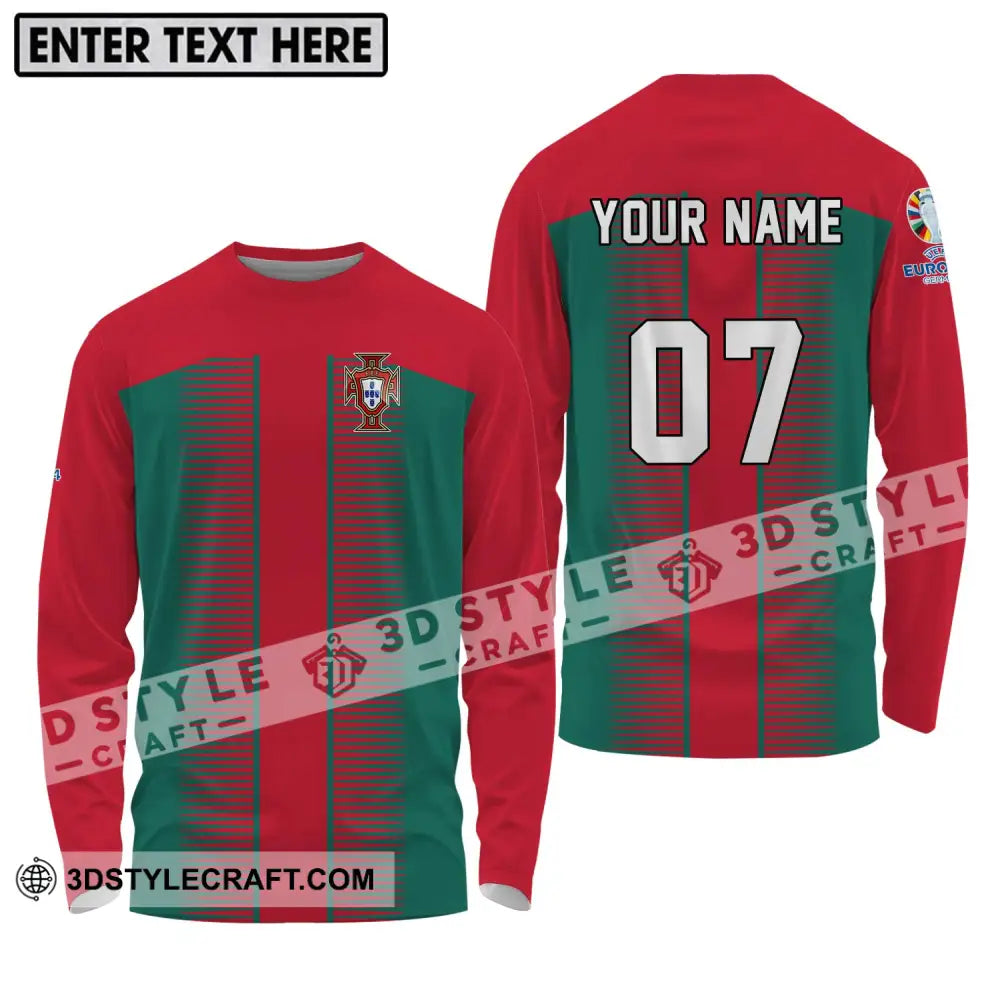 Unisex Shirt - Custom Name And Number Euro 2024 Portugal National Team Long Sleeve / S T-Shirt