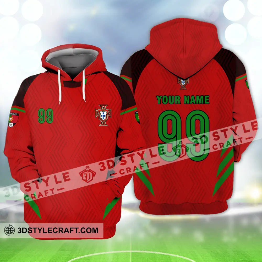 Unisex Shirt - Custom Name And Number Euro 2024 Portugal National Team Red Hoodie / S T-Shirt