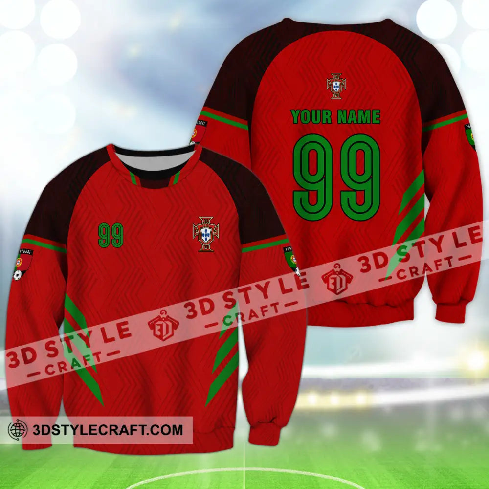 Unisex Shirt - Custom Name And Number Euro 2024 Portugal National Team Red Long Sleeve / S T-Shirt