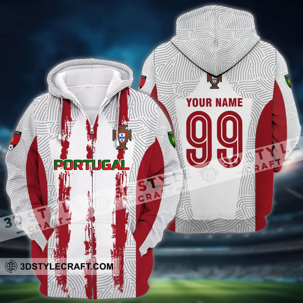 Unisex Shirt - Custom Name And Number Euro 2024 Portugal National Team Zipper Hoodie / S T-Shirt