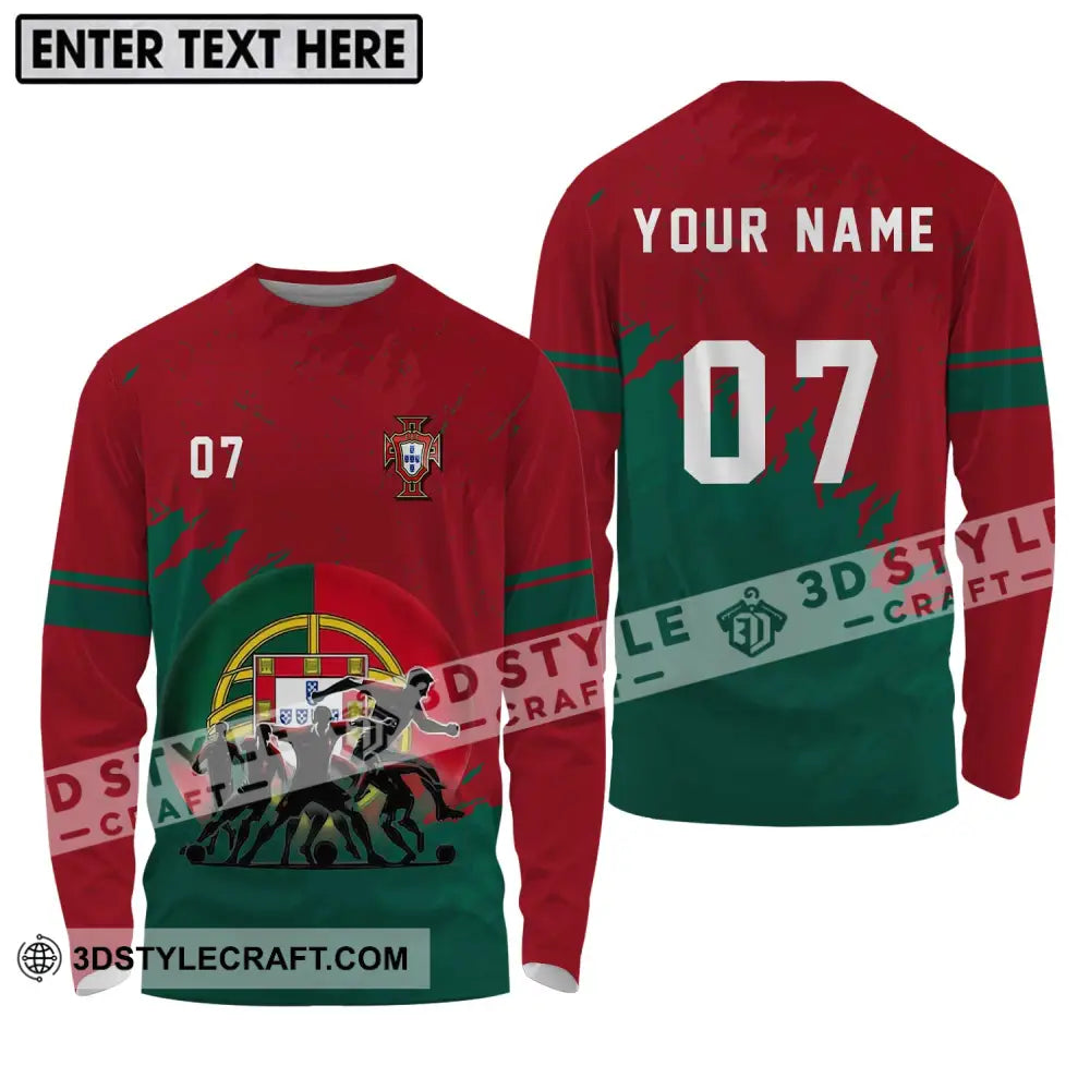 Unisex Shirt - Custom Name And Number Euro 2024 Portugal Team Long Sleeve / S T-Shirt