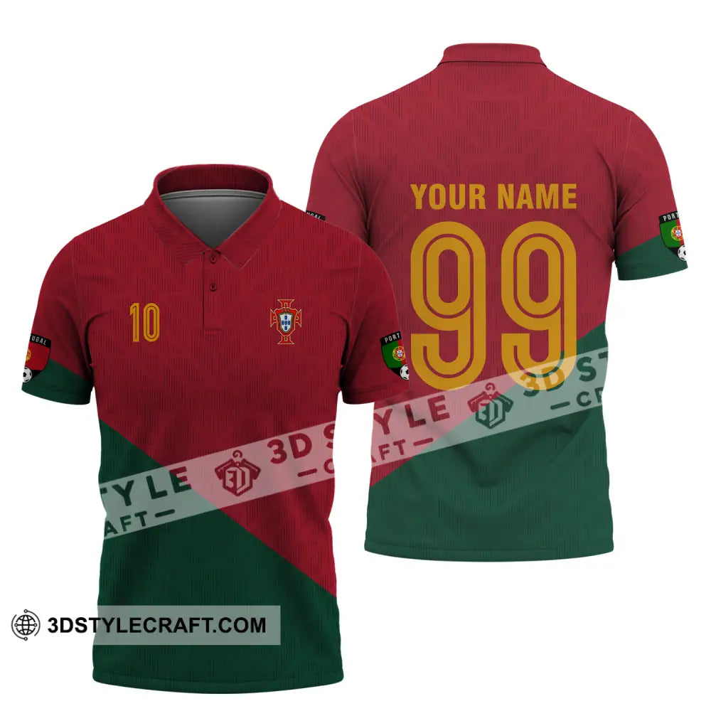 Unisex Shirt - Custom Name And Number Euro 2024 Red Green Portugal National Team Polo / S T-Shirt