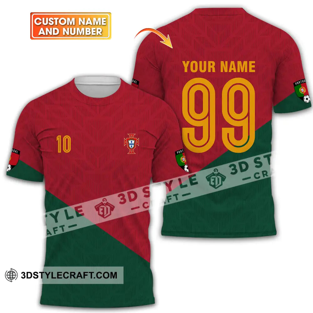 Unisex Shirt - Custom Name And Number Euro 2024 Red Green Portugal National Team T-Shirt