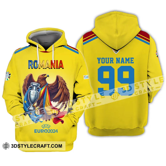 Unisex Shirt - Custom Name And Number Shirt, Euro 2024 Romania Gold Cup style option 4