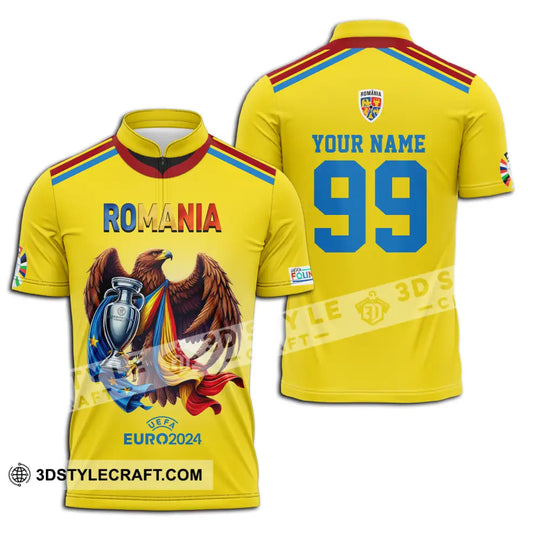 Unisex Shirt - Custom Name And Number Shirt, Euro 2024 Romania Gold Cup style option 3